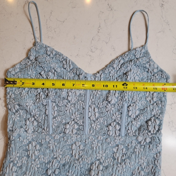 ASTR The Label floral lace knit dusty blue mid feminine chic dress size medium - Picture 3 of 13